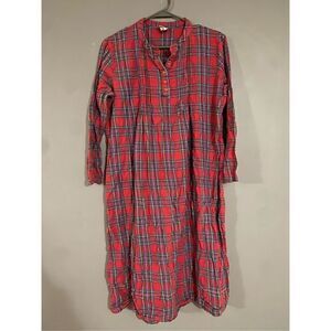 Moon Beams Red Plaid Cotton Long Sleeve Nightgown Dress Size Medium